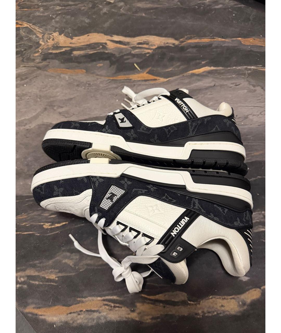 LOUIS VUITTON Белые кожаные низкие кроссовки / кеды, фото 7