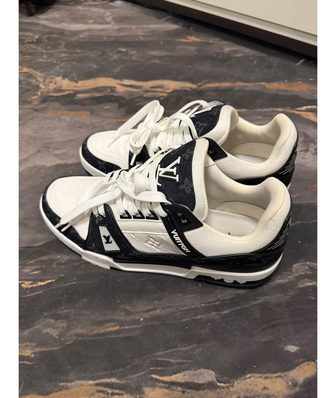 LOUIS VUITTON Белые кожаные низкие кроссовки / кеды, фото 3