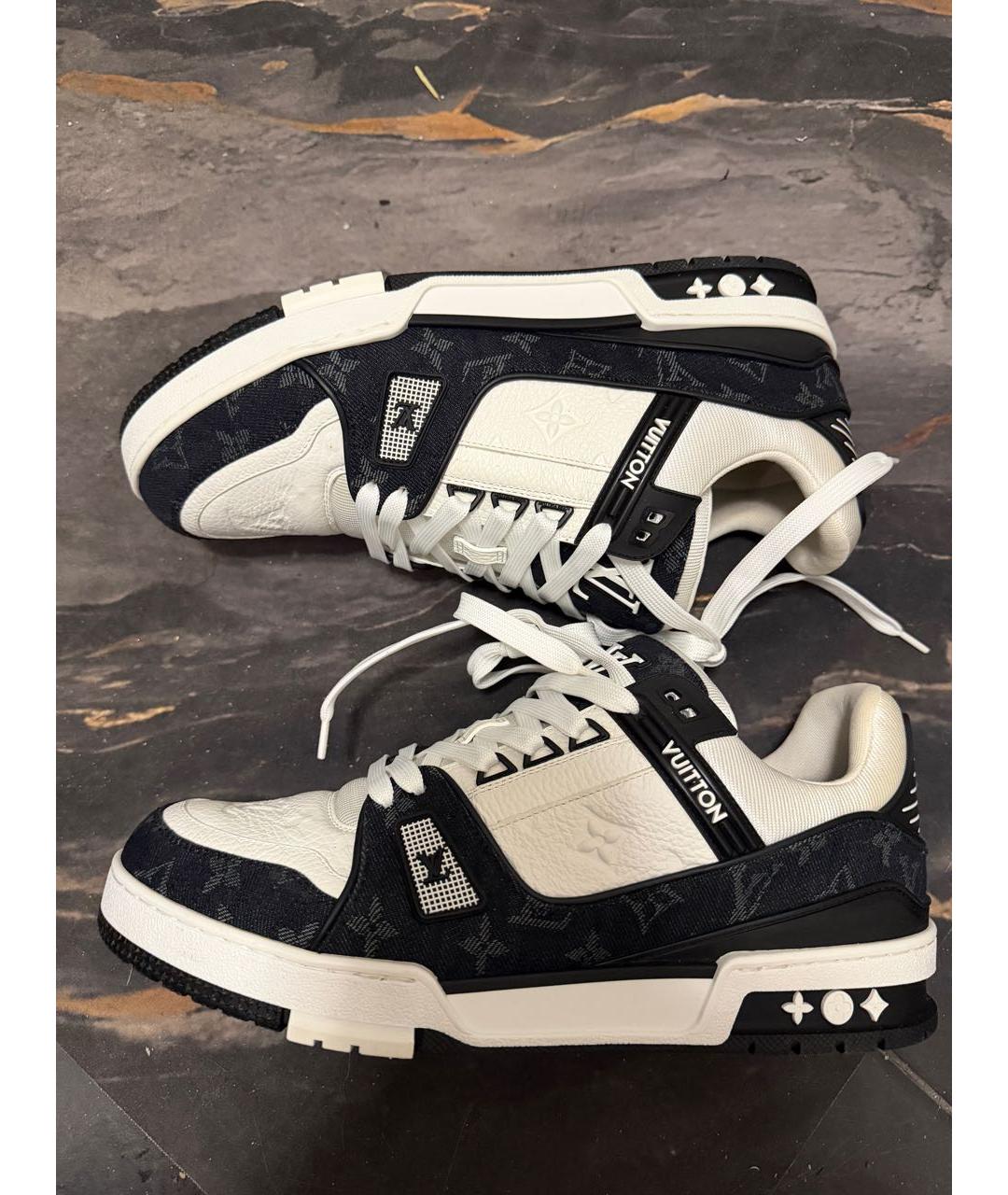 LOUIS VUITTON Белые кожаные низкие кроссовки / кеды, фото 4