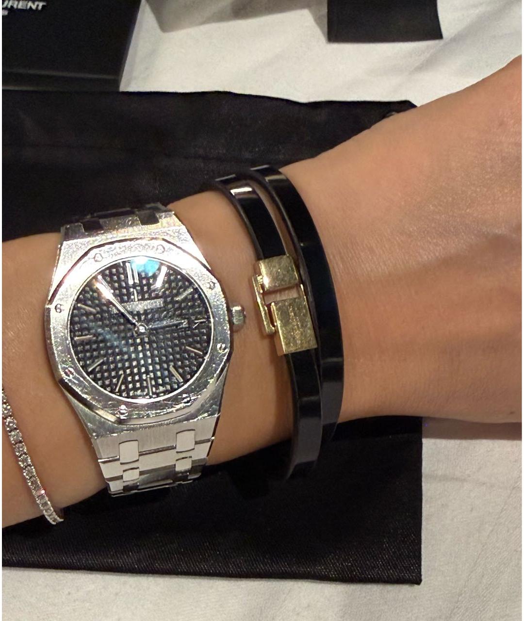 SAINT LAURENT Черный кожаный браслет, фото 3