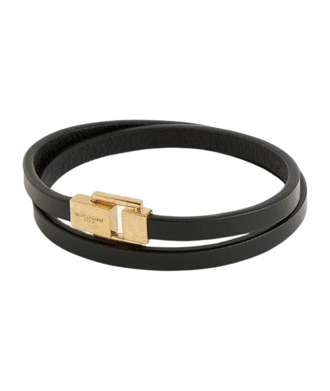 SAINT LAURENT Черный кожаный браслет, фото 1