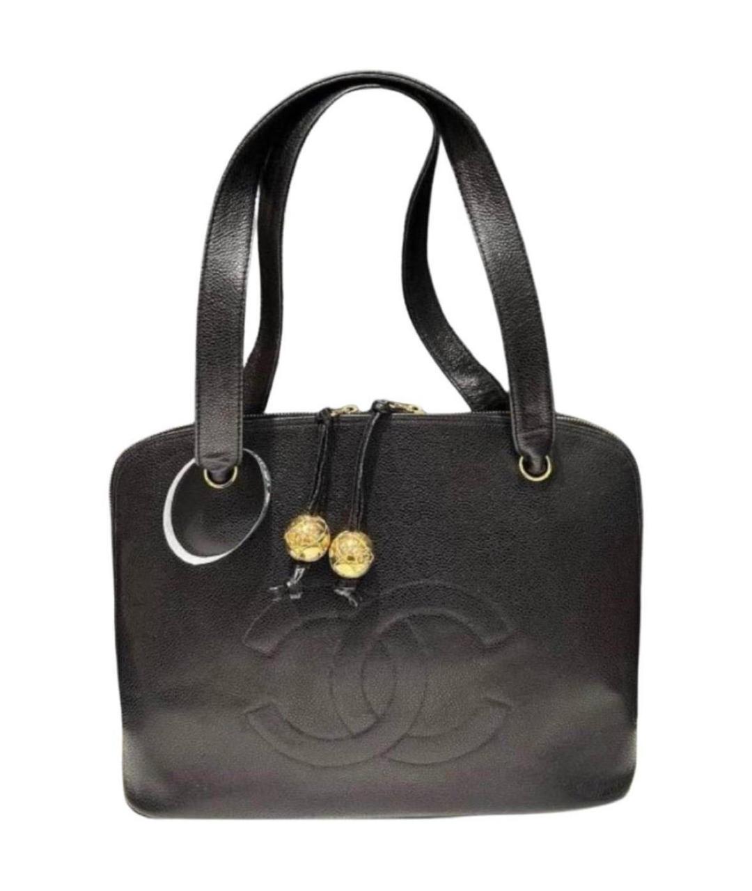 CHANEL Черная кожаная сумка с короткими ручками, фото 9