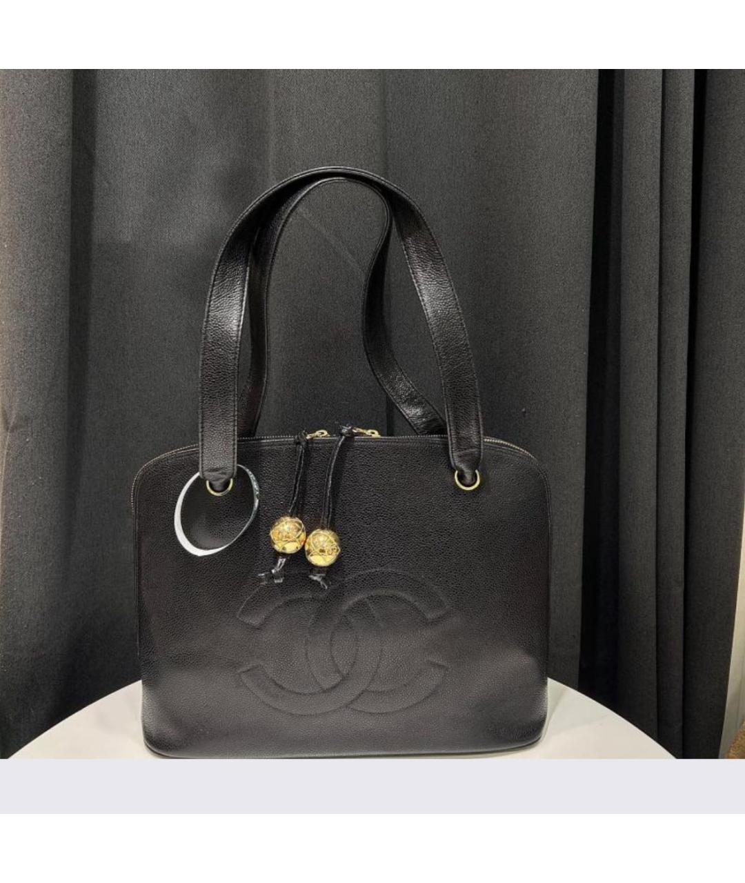 CHANEL Черная кожаная сумка с короткими ручками, фото 2