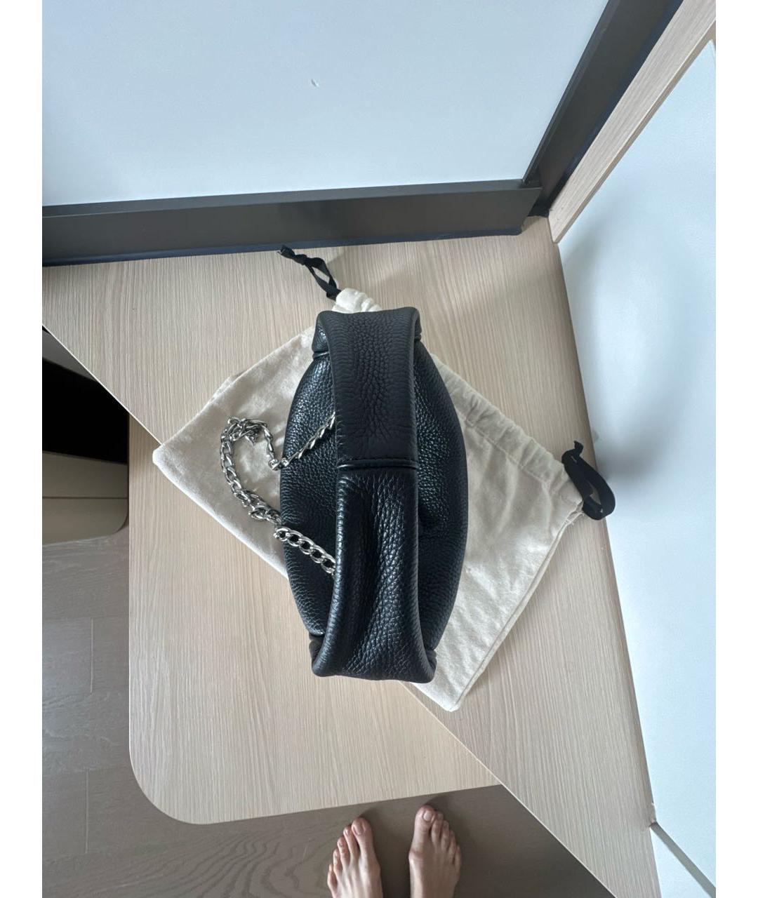 BY FAR Черная кожаная сумка с короткими ручками, фото 7