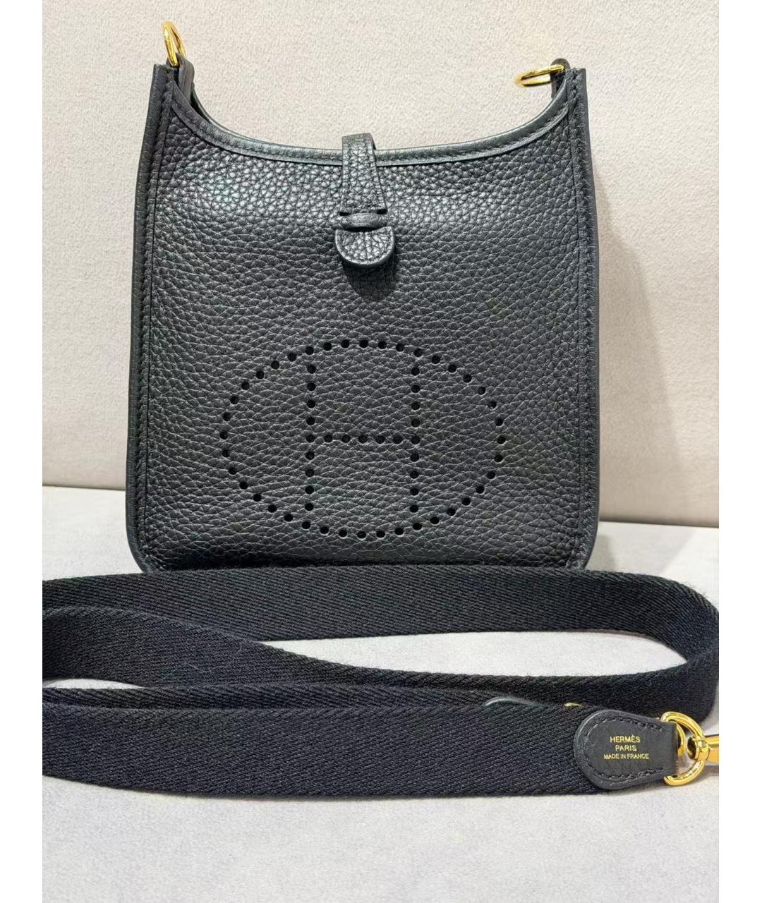 HERMES Черная кожаная сумка через плечо, фото 8
