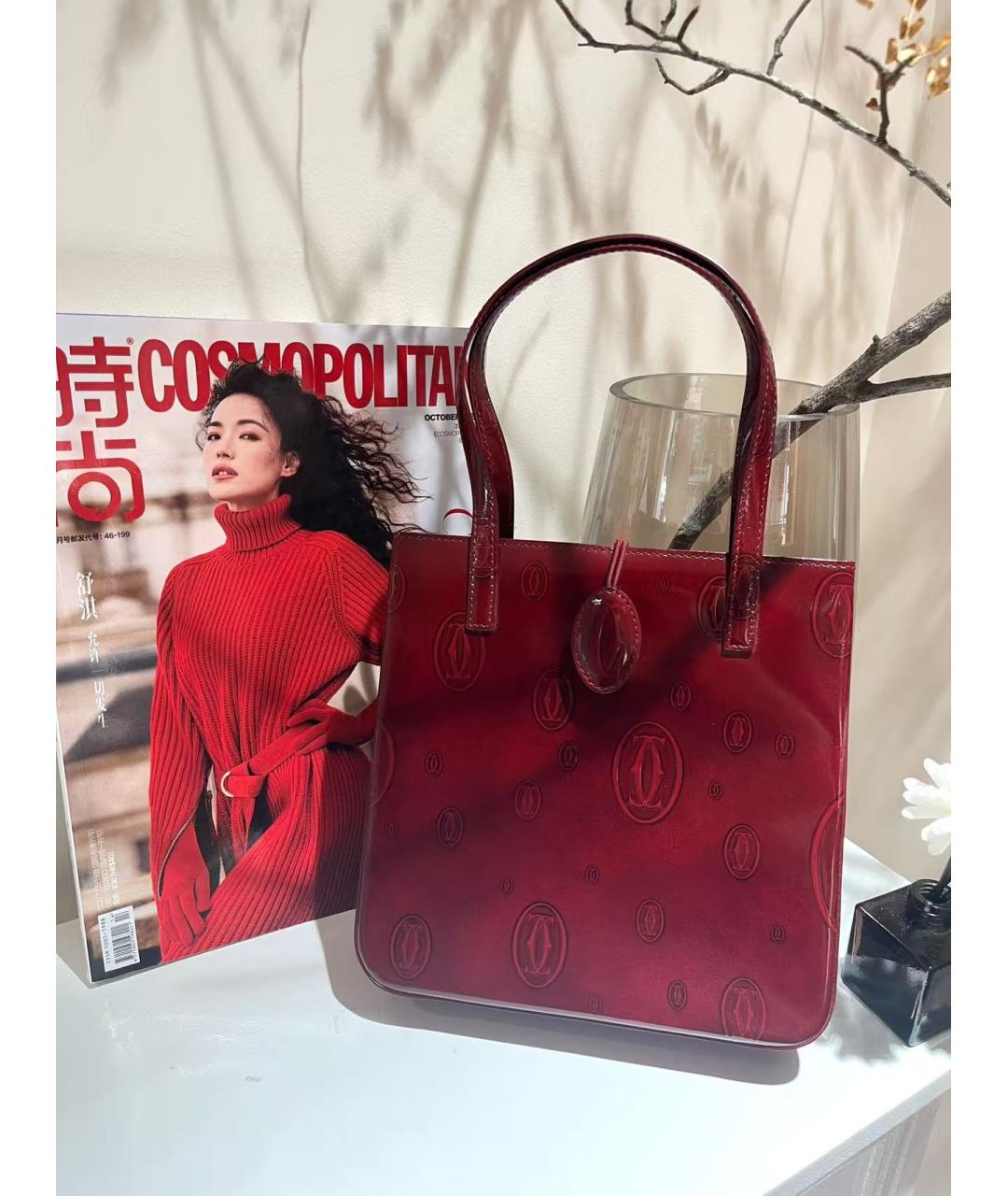 CARTIER Красная сумка тоут из лакированной кожи, фото 2