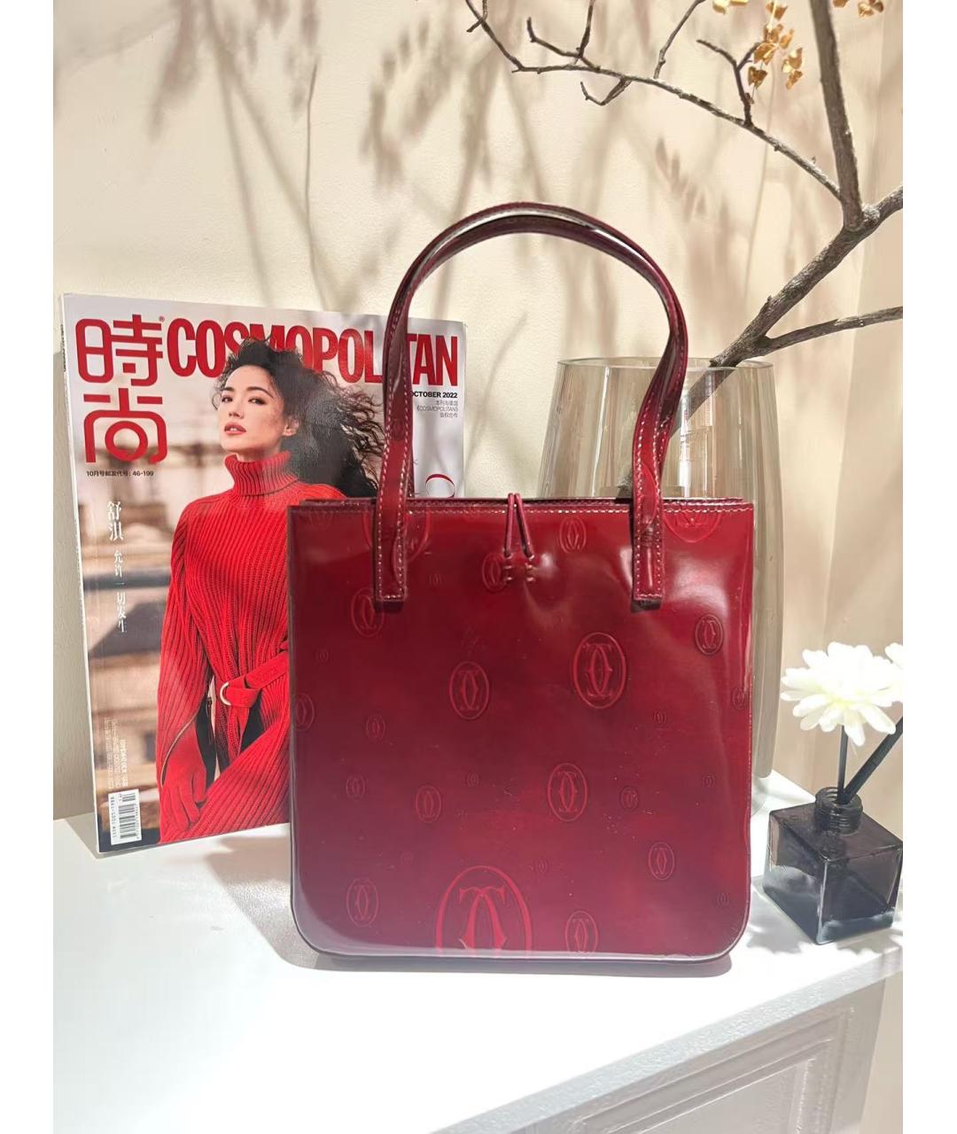 CARTIER Красная сумка тоут из лакированной кожи, фото 3