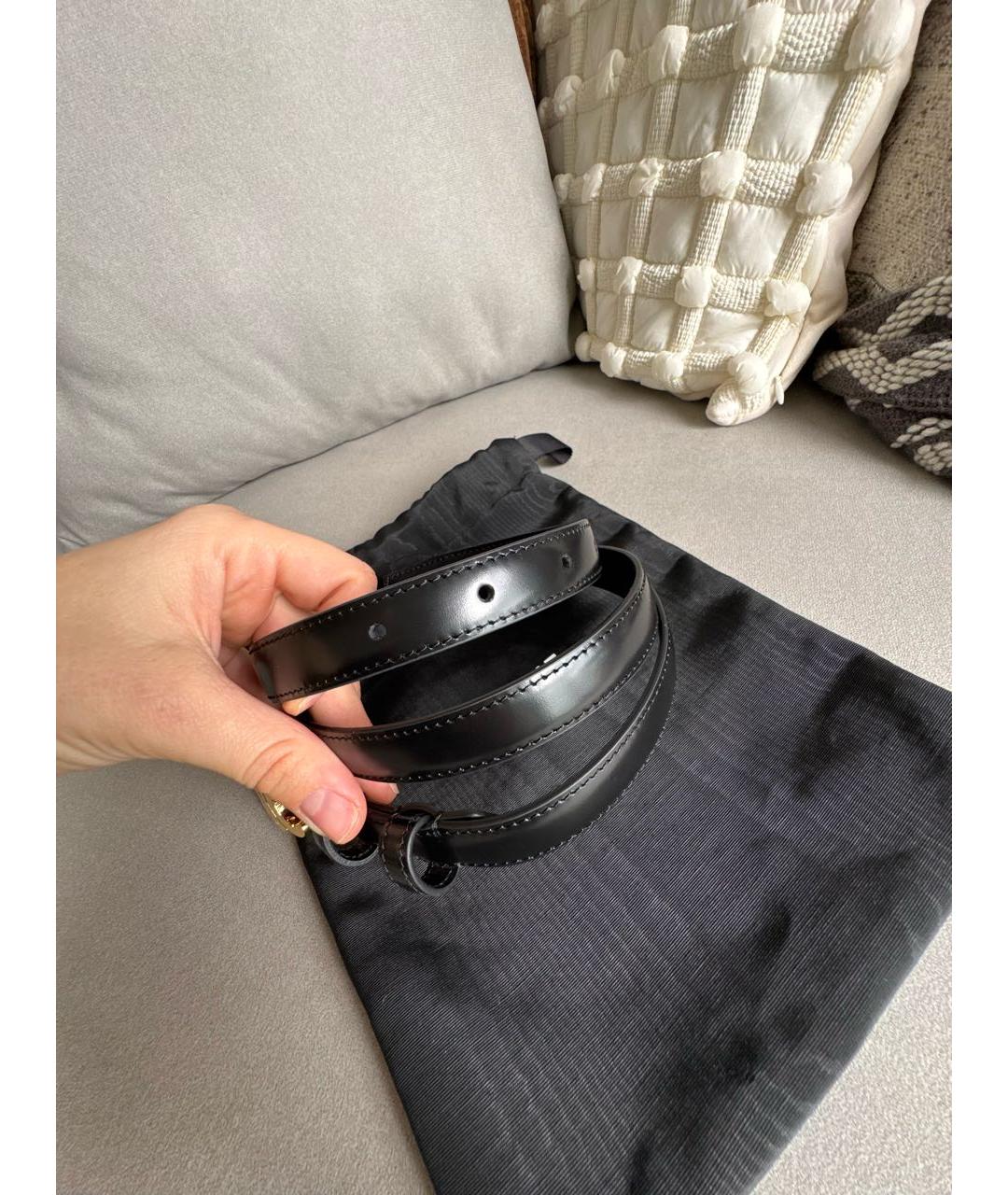 CELINE Черный кожаный ремень, фото 5