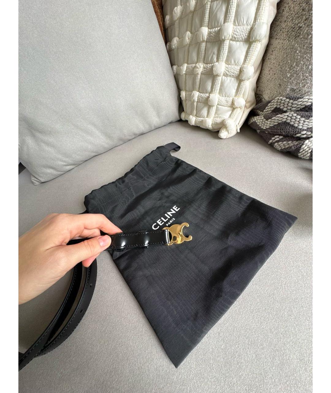 CELINE Черный кожаный ремень, фото 4