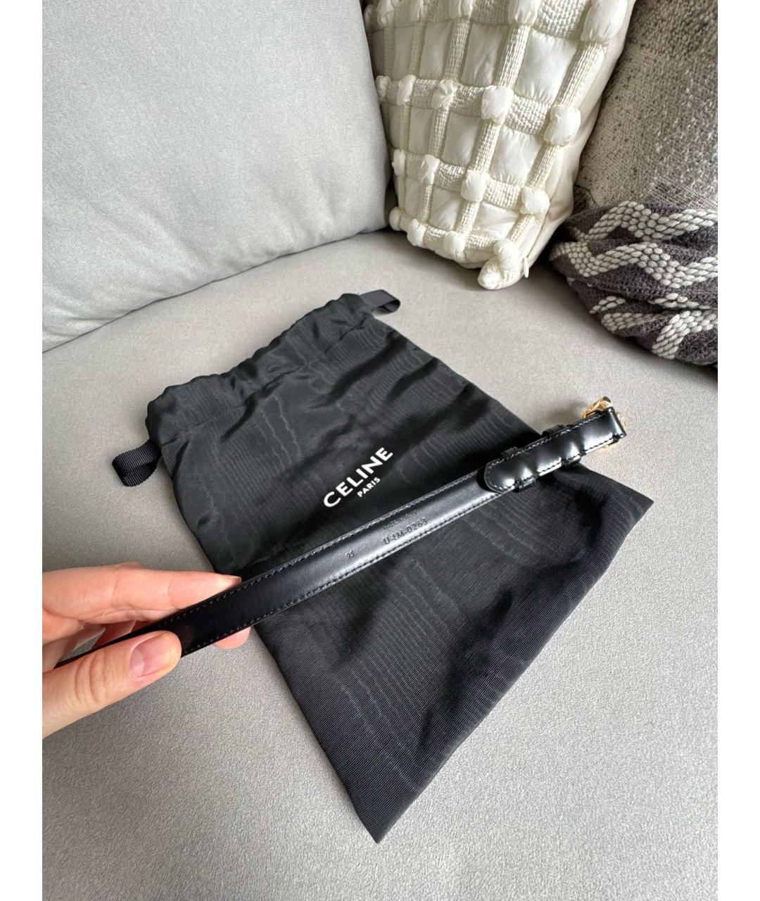CELINE Черный кожаный ремень, фото 3