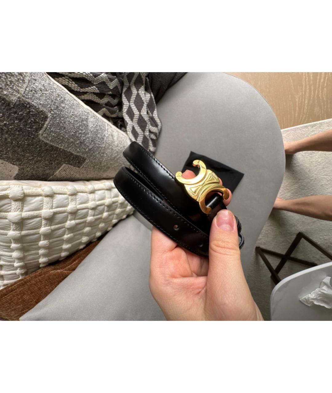 CELINE Черный кожаный ремень, фото 6