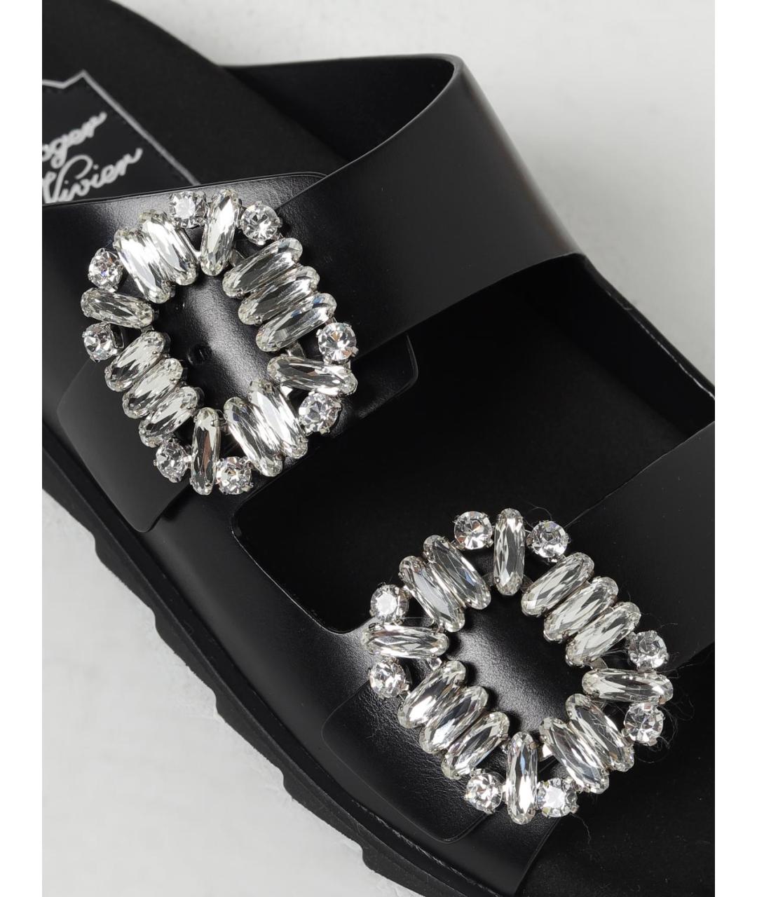 ROGER VIVIER Черные кожаные сандалии, фото 4