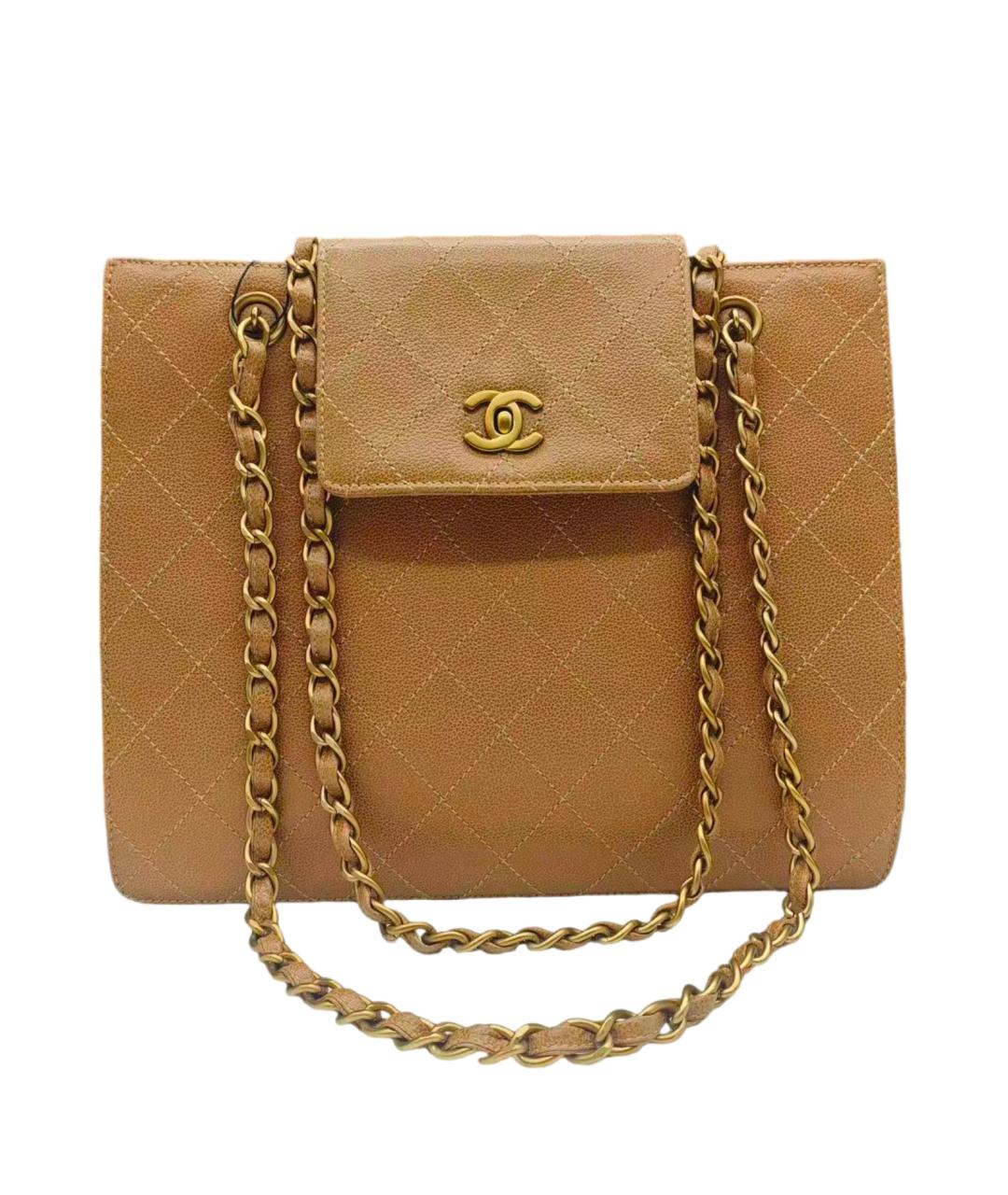 CHANEL Коричневая кожаная сумка через плечо, фото 6