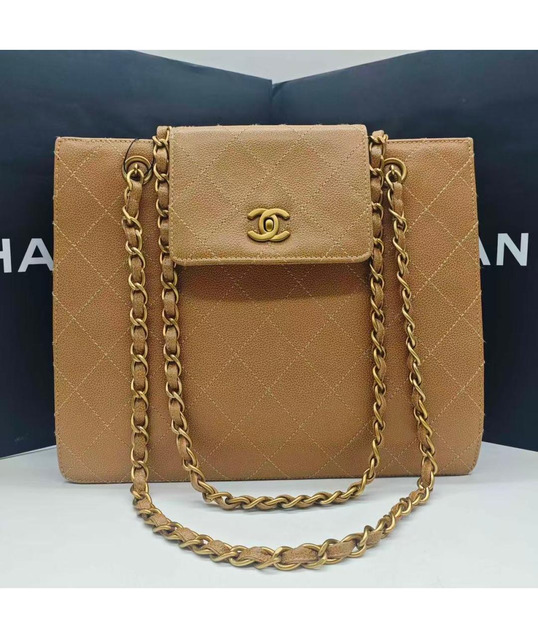CHANEL Коричневая кожаная сумка через плечо, фото 2