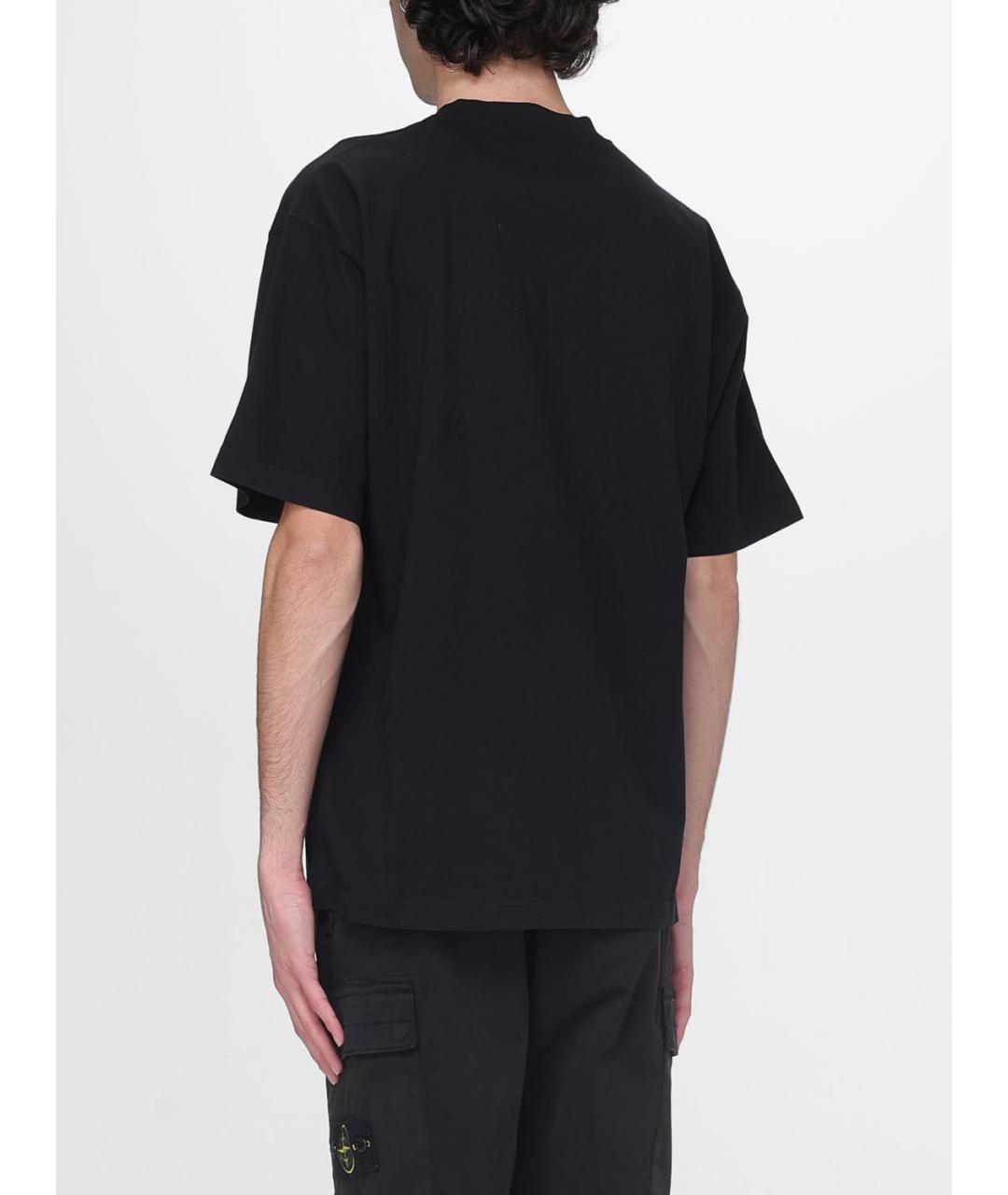 STONE ISLAND Черная хлопковая футболка, фото 3