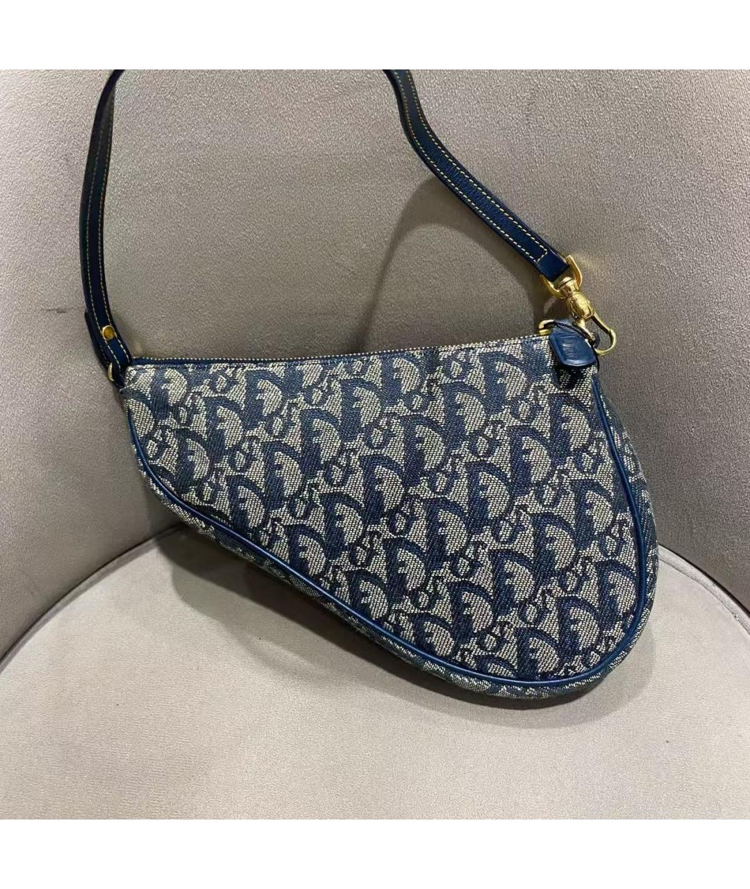 CHRISTIAN DIOR Синяя жаккардовая сумка через плечо, фото 3