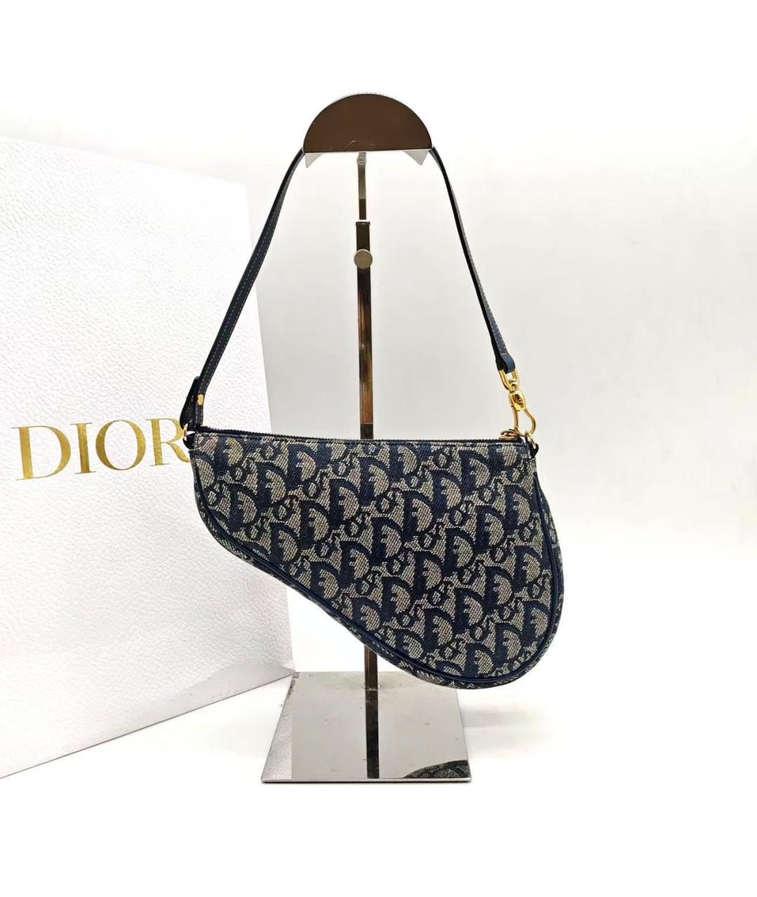 CHRISTIAN DIOR Синяя жаккардовая сумка через плечо, фото 2