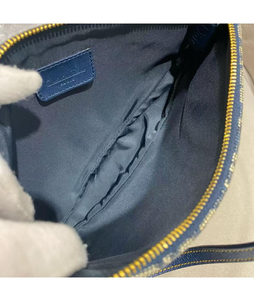 CHRISTIAN DIOR Синяя жаккардовая сумка через плечо, фото 5