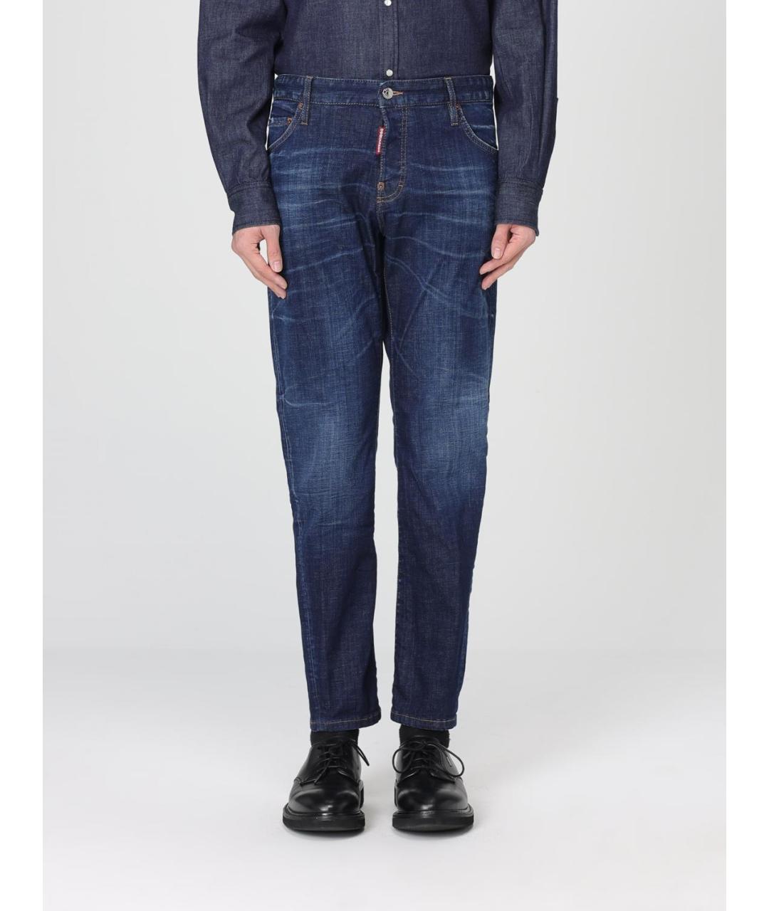 DSQUARED2 Синие хлопко-эластановые прямые джинсы, фото 4