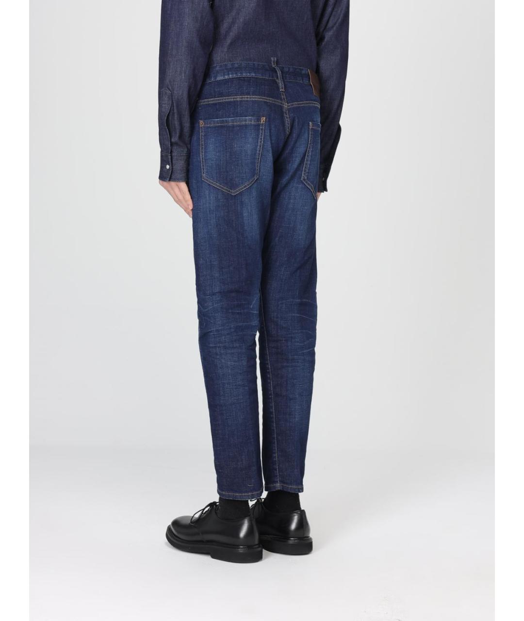 DSQUARED2 Синие хлопко-эластановые прямые джинсы, фото 2