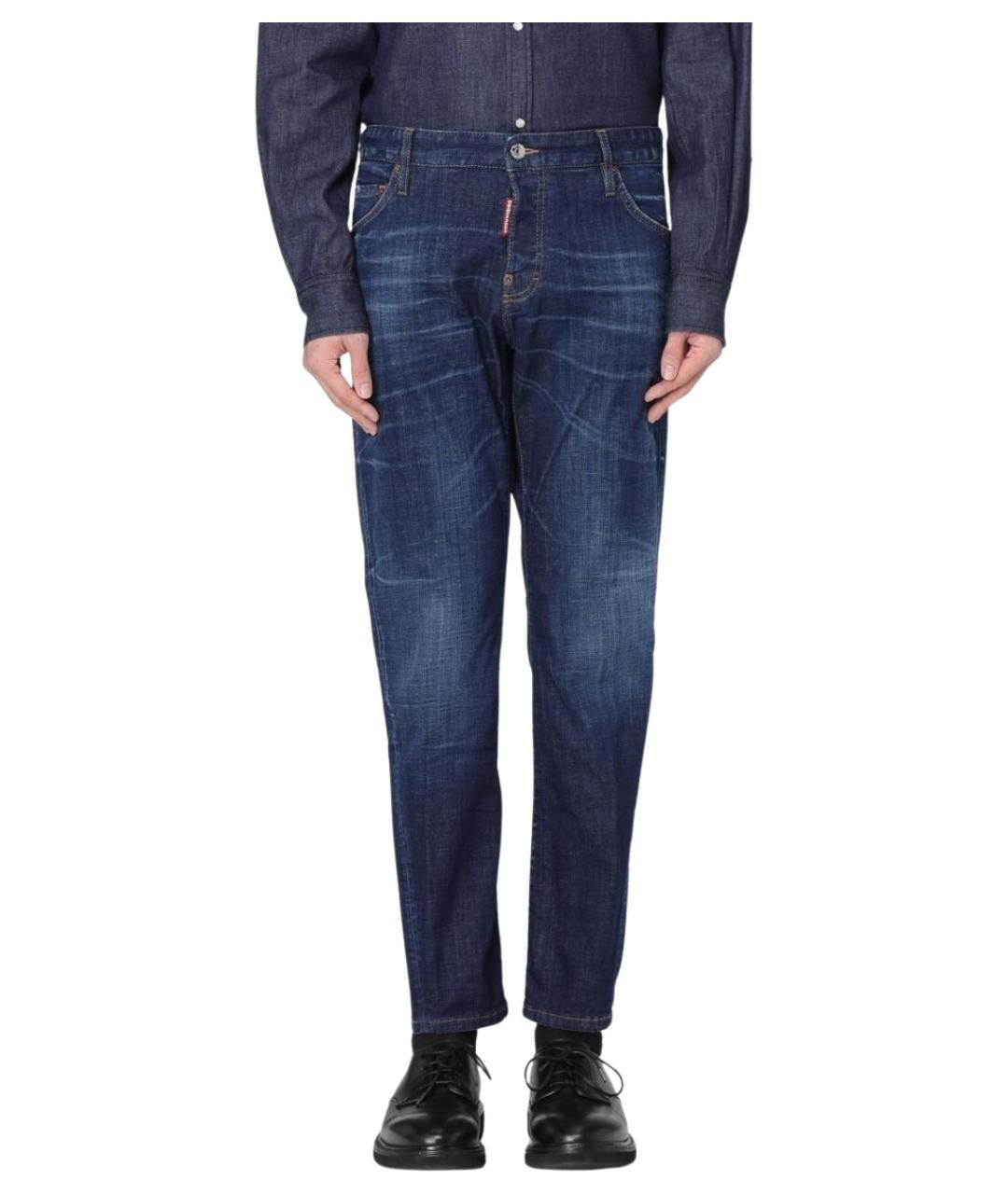 DSQUARED2 Синие хлопко-эластановые прямые джинсы, фото 1