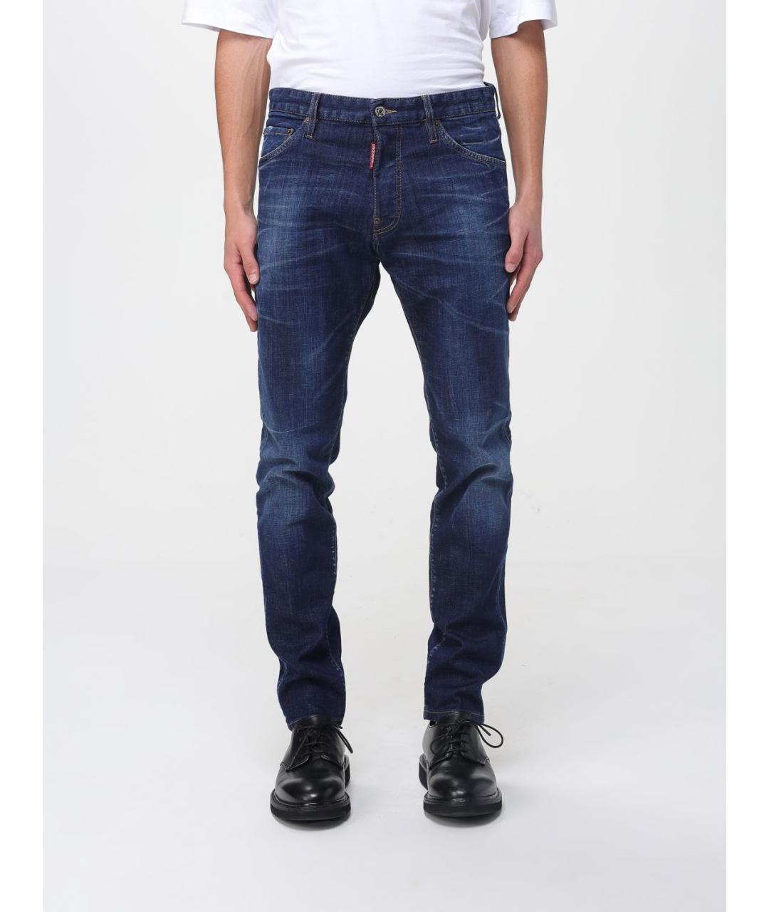 DSQUARED2 Синие хлопко-эластановые джинсы скинни, фото 4