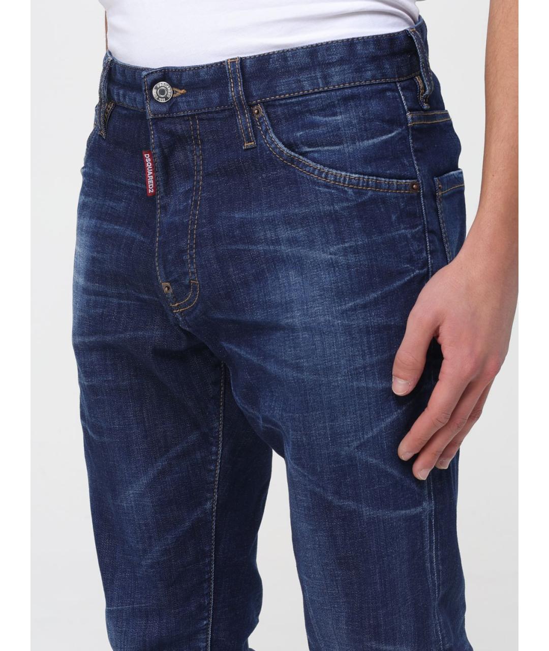 DSQUARED2 Синие хлопко-эластановые джинсы скинни, фото 3