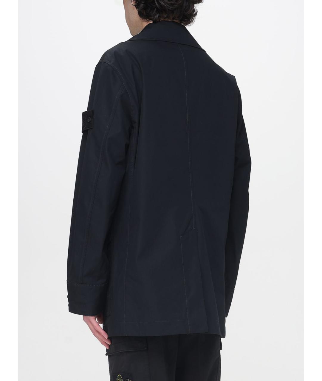 STONE ISLAND Черный хлопковый тренч / плащ, фото 3