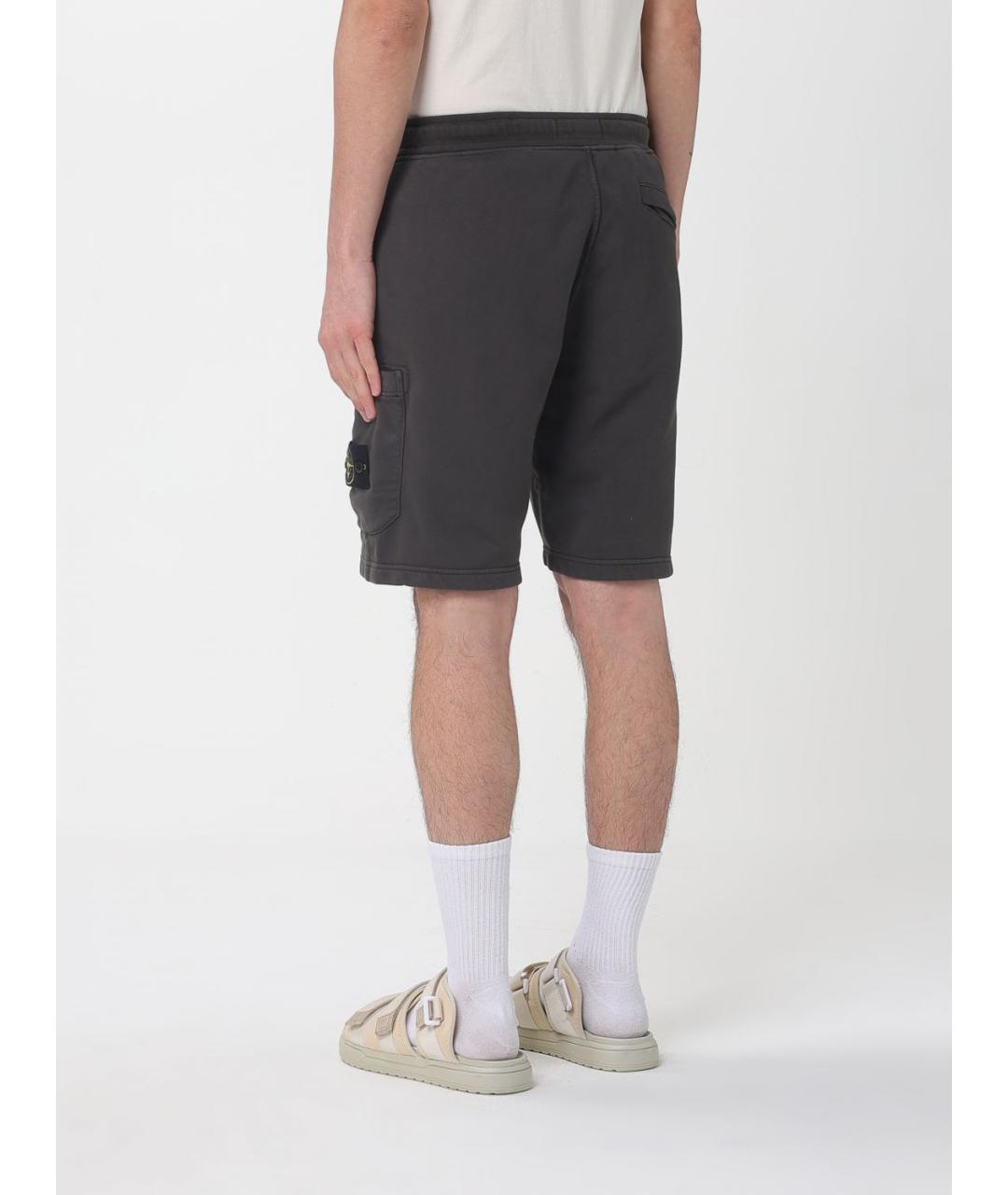 STONE ISLAND Серые хлопковые шорты, фото 3