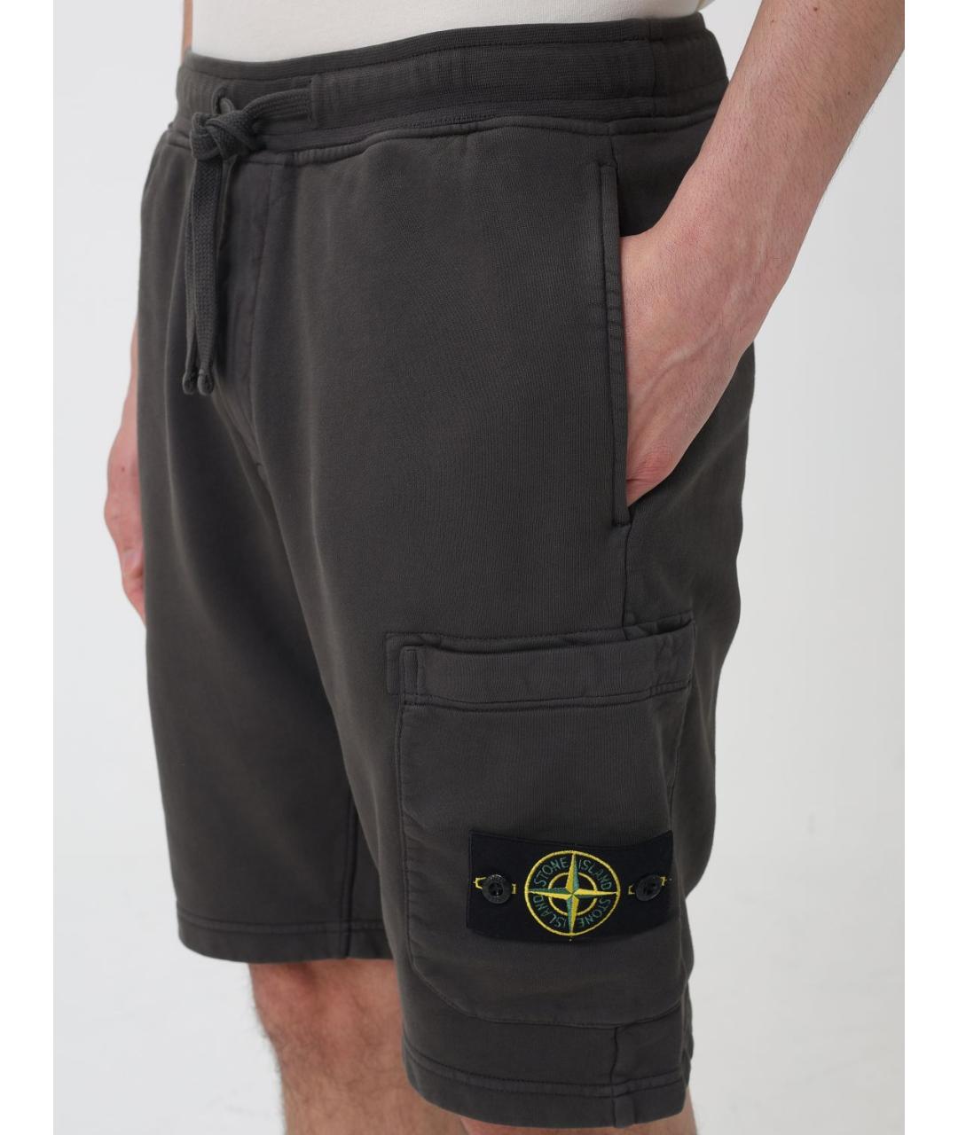STONE ISLAND Серые хлопковые шорты, фото 4