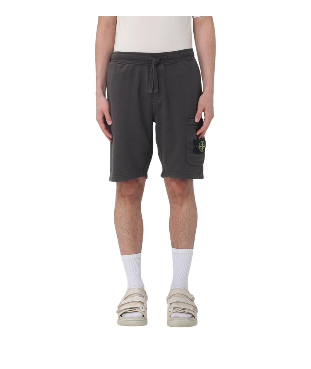 STONE ISLAND Серые хлопковые шорты, фото 1