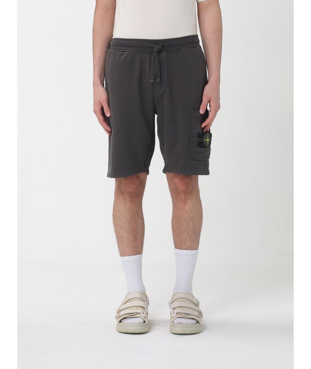 STONE ISLAND Серые хлопковые шорты, фото 5