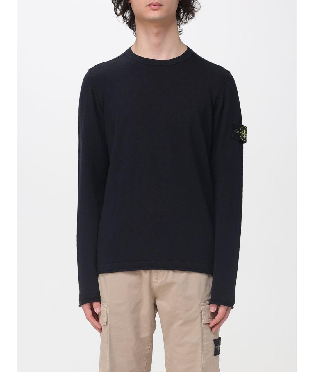 STONE ISLAND Черный хлопковый джемпер / свитер, фото 5