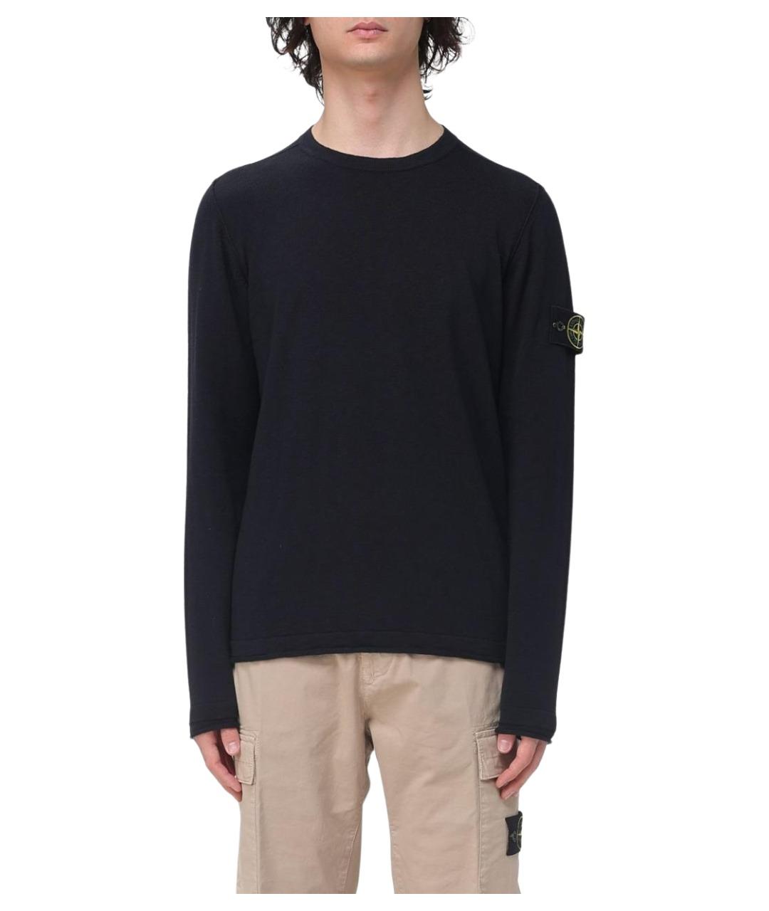 STONE ISLAND Черный хлопковый джемпер / свитер, фото 1