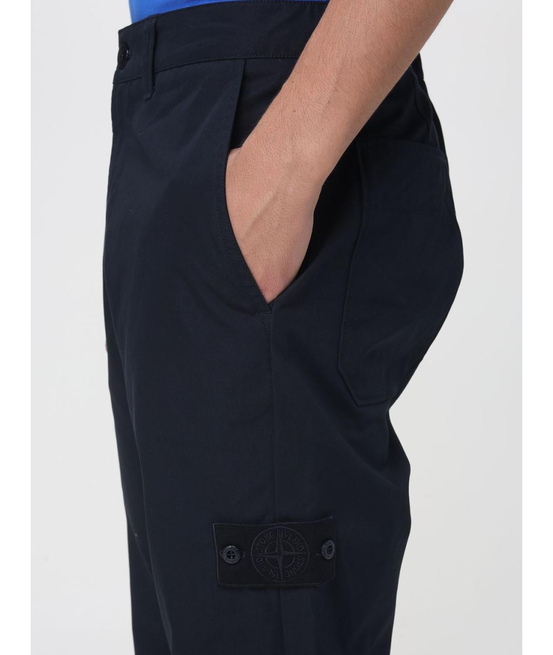 STONE ISLAND Синие хлопковые повседневные брюки, фото 4