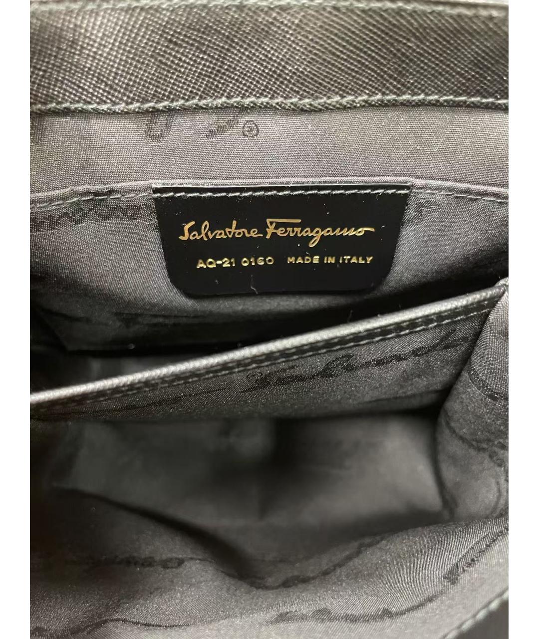 FERRAGAMO Черная кожаная сумка с короткими ручками, фото 5