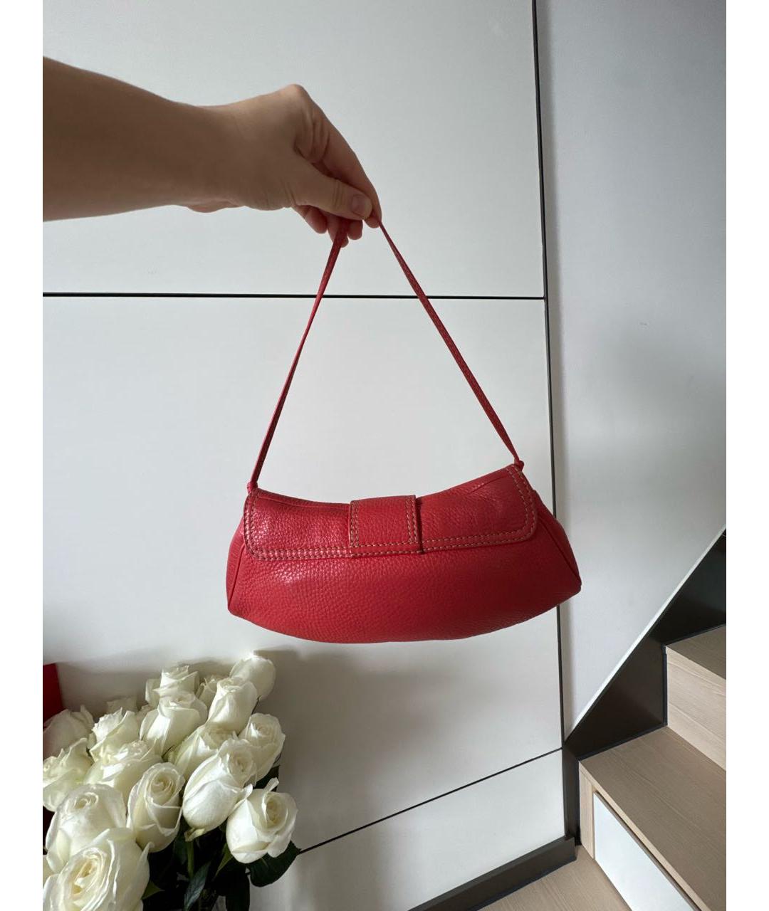 CELINE Красная кожаная сумка с короткими ручками, фото 6