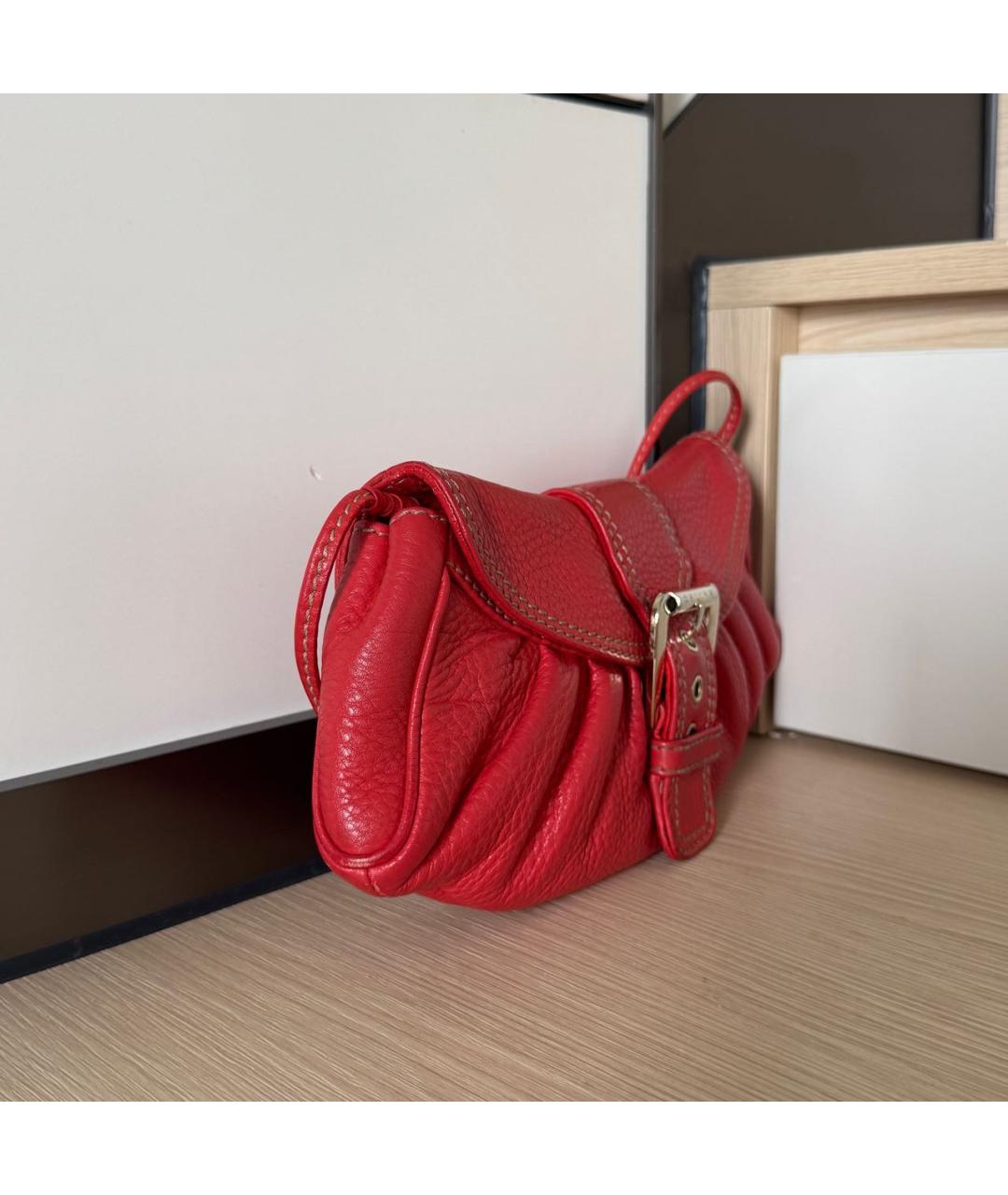 CELINE Красная кожаная сумка с короткими ручками, фото 2