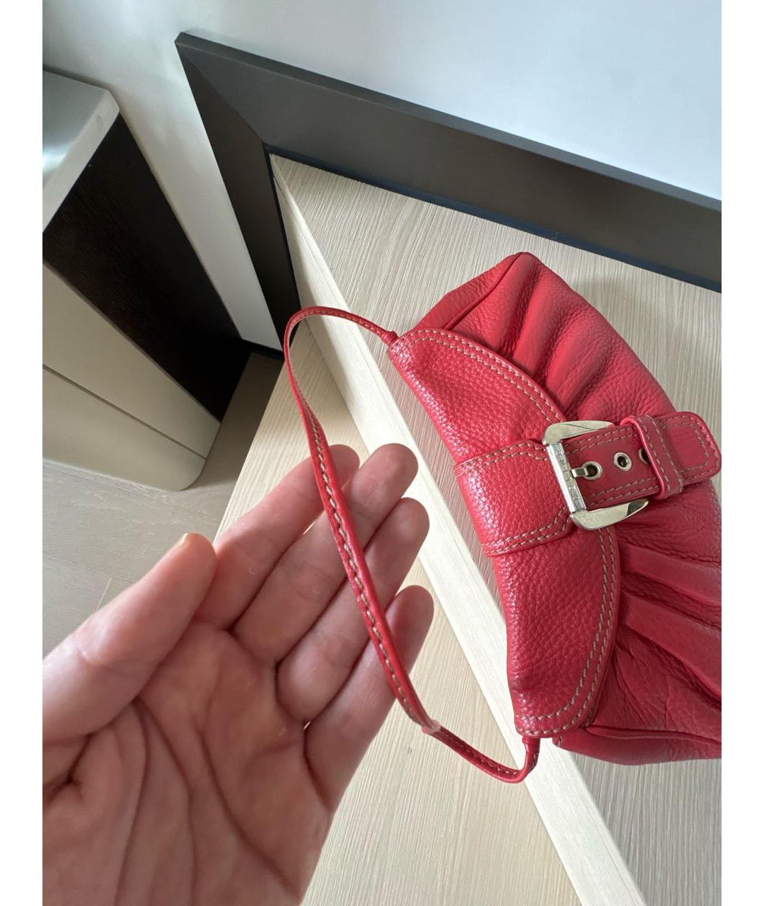 CELINE Красная кожаная сумка с короткими ручками, фото 8