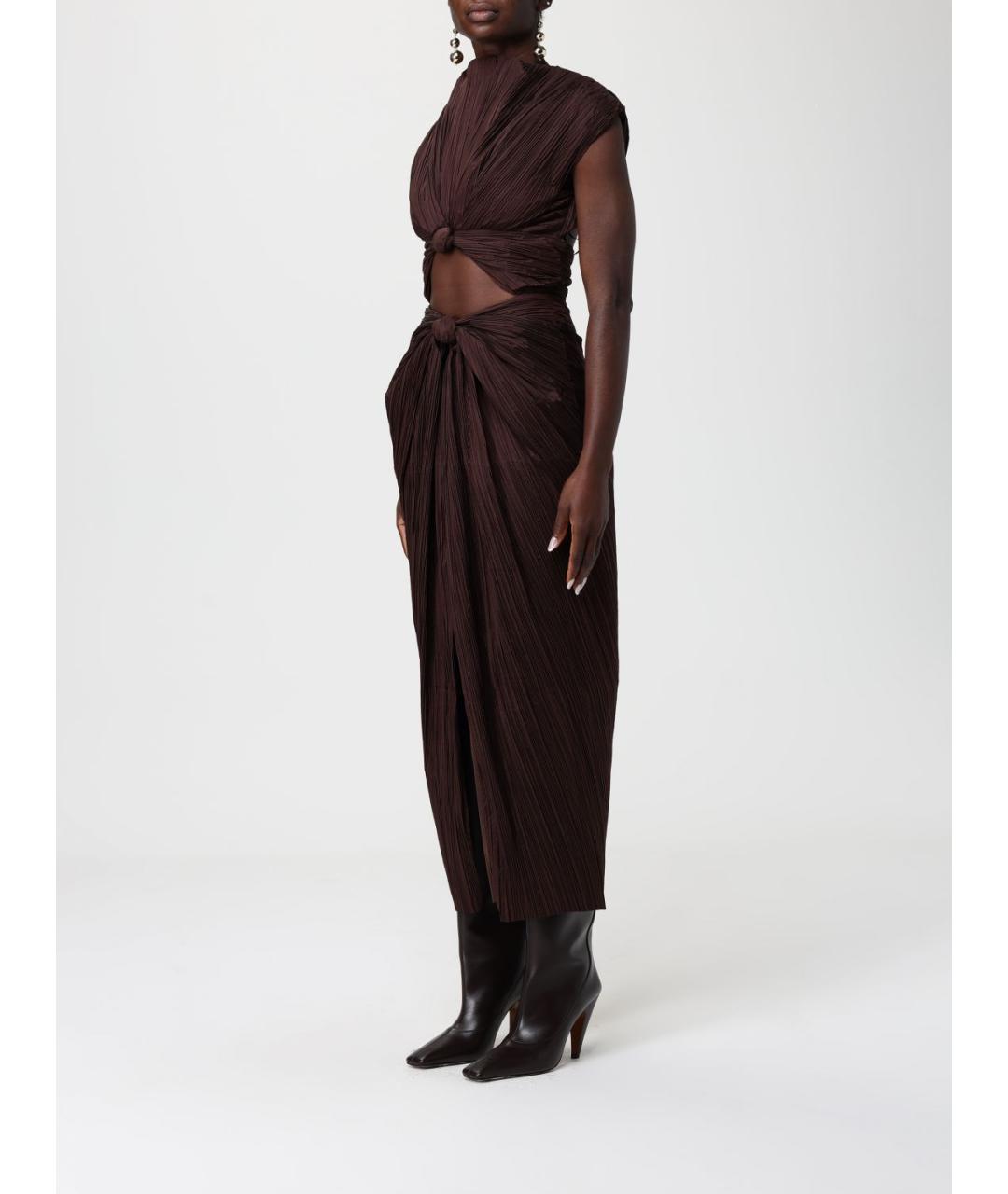 CULT GAIA Коричневое полиэстеровое вечернее платье, фото 4