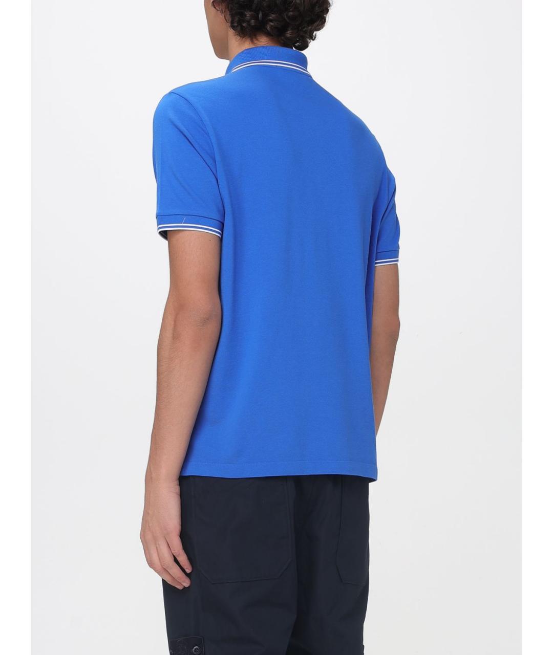 STONE ISLAND Синее хлопковое поло с коротким рукавом, фото 3