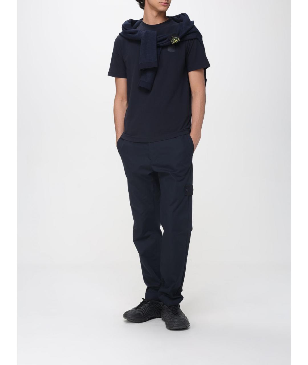 STONE ISLAND Черная хлопковая футболка, фото 2