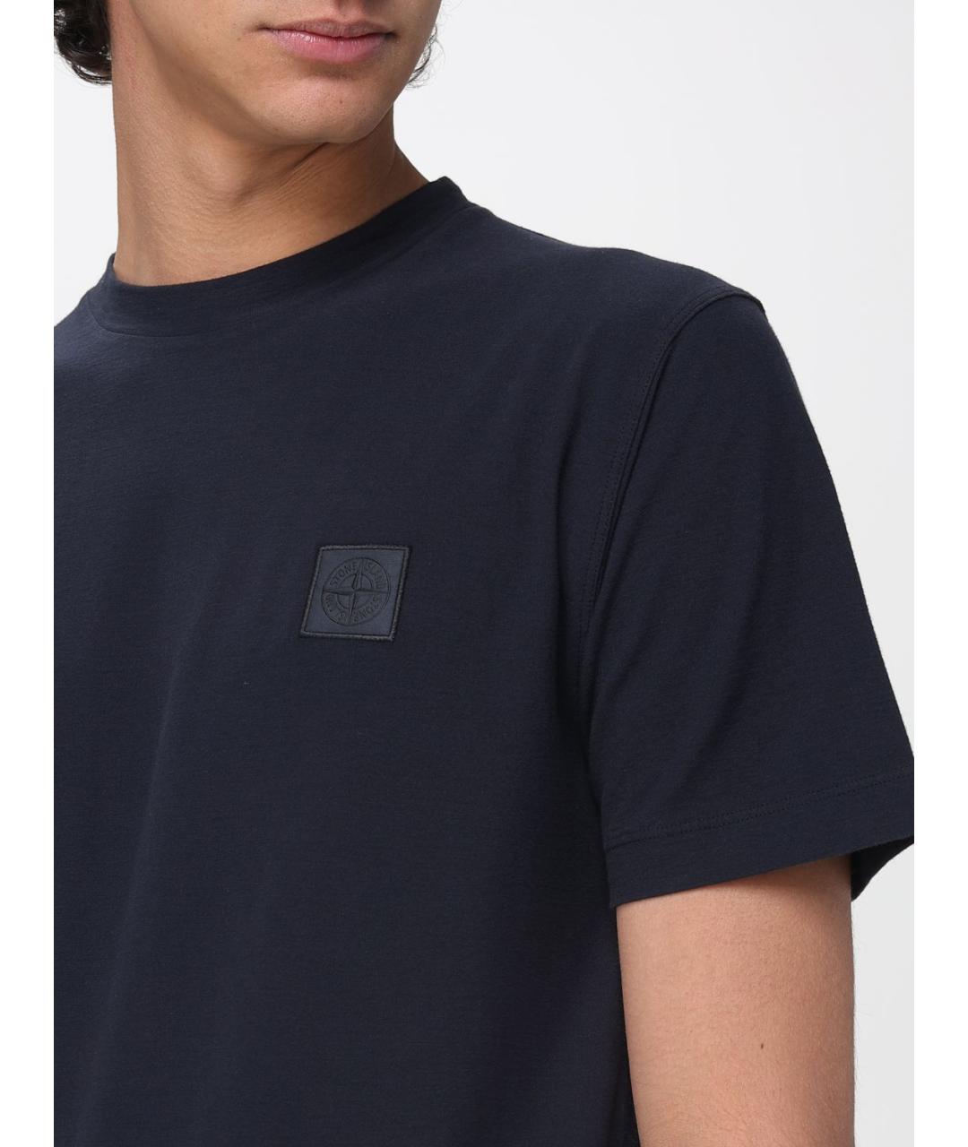 STONE ISLAND Черная хлопковая футболка, фото 4