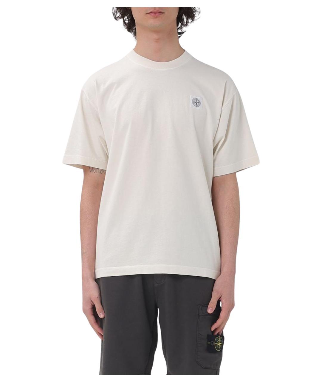 STONE ISLAND Бежевая хлопковая футболка, фото 1