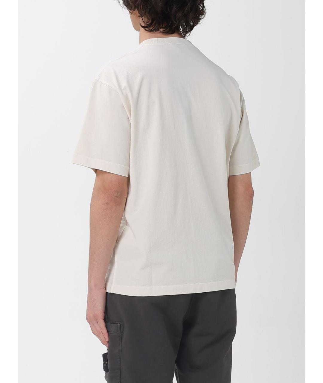 STONE ISLAND Бежевая хлопковая футболка, фото 3