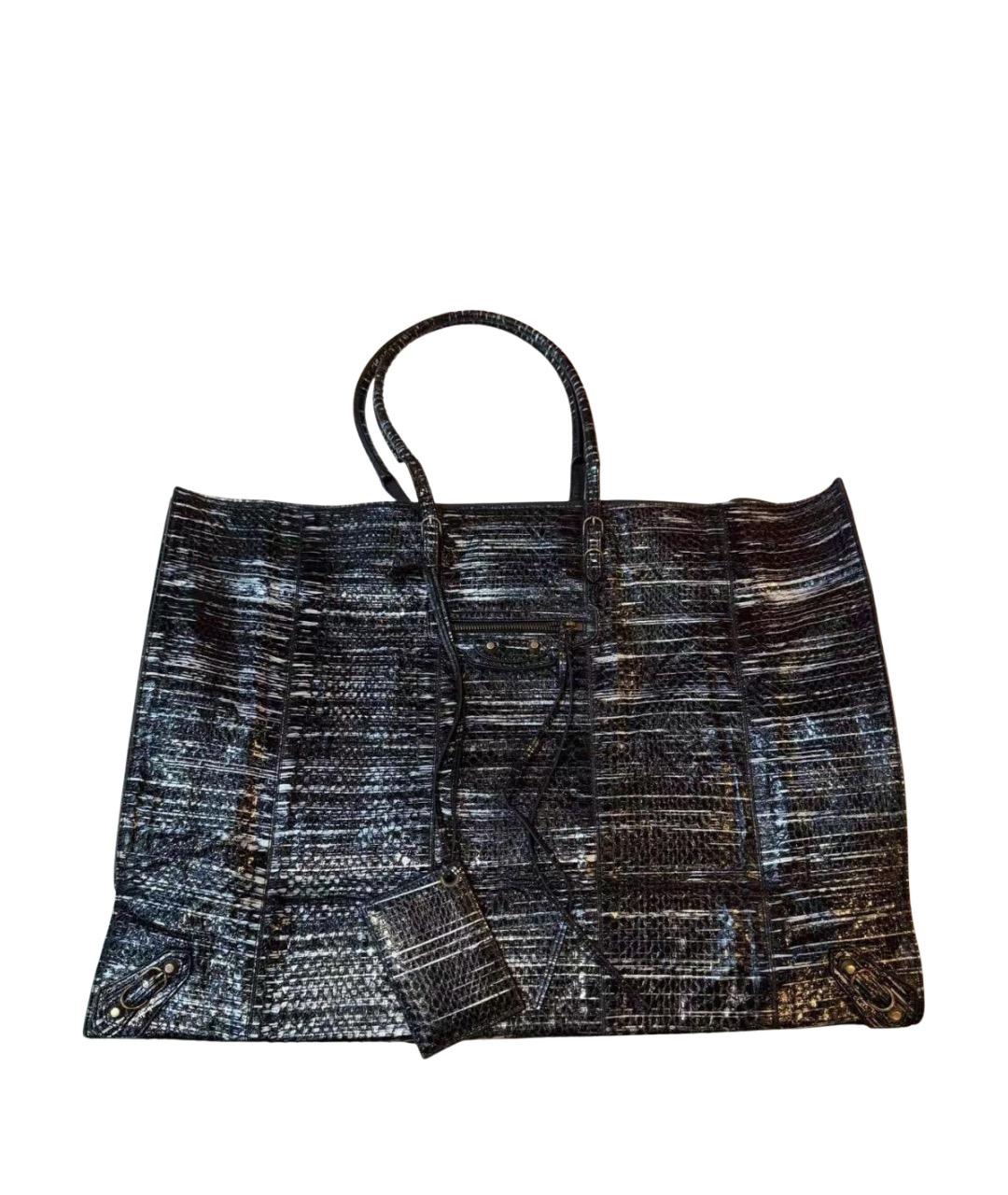 BALENCIAGA Черная кожаная сумка тоут, фото 1