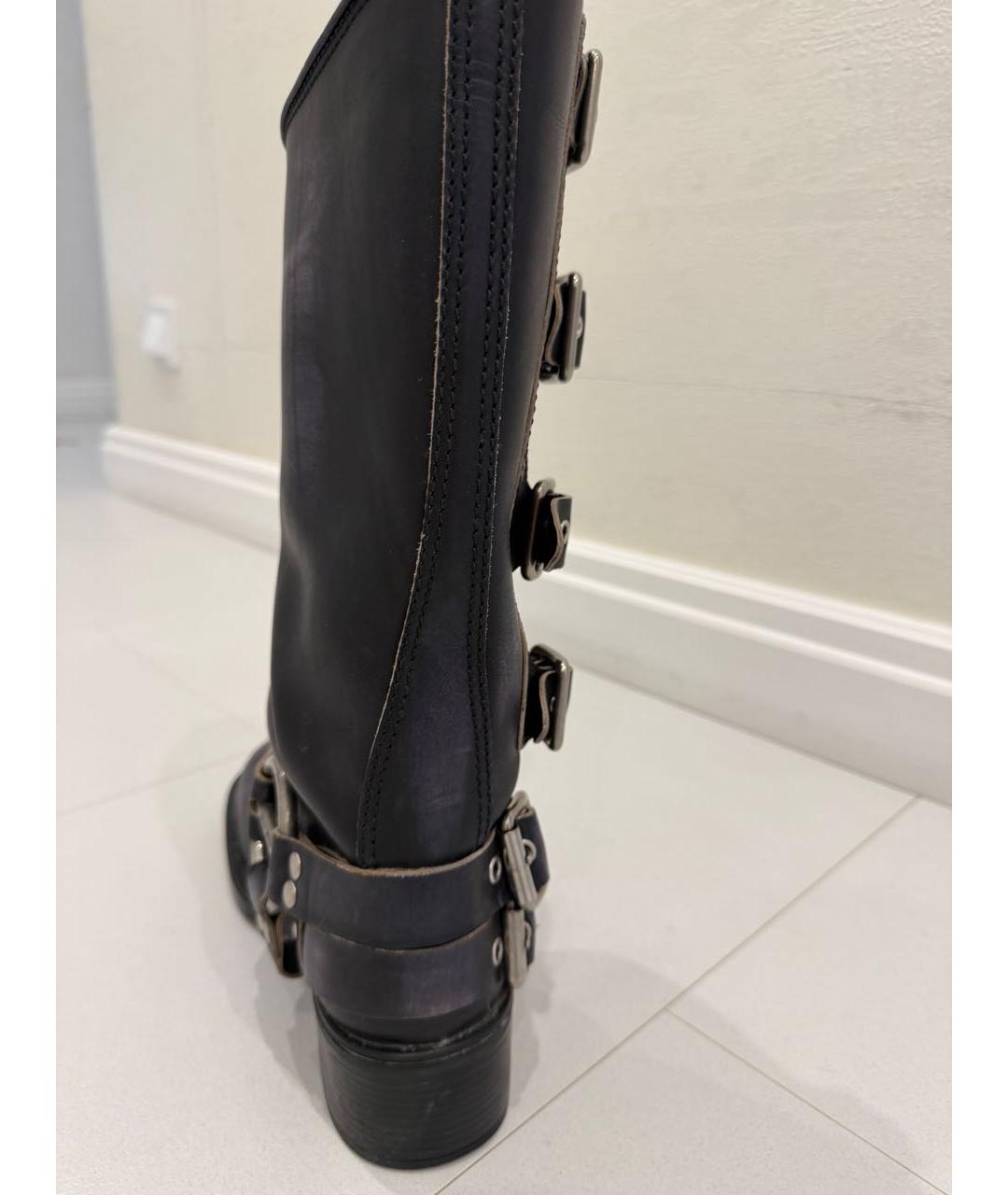 MIU MIU Антрацитовые кожаные сапоги, фото 5