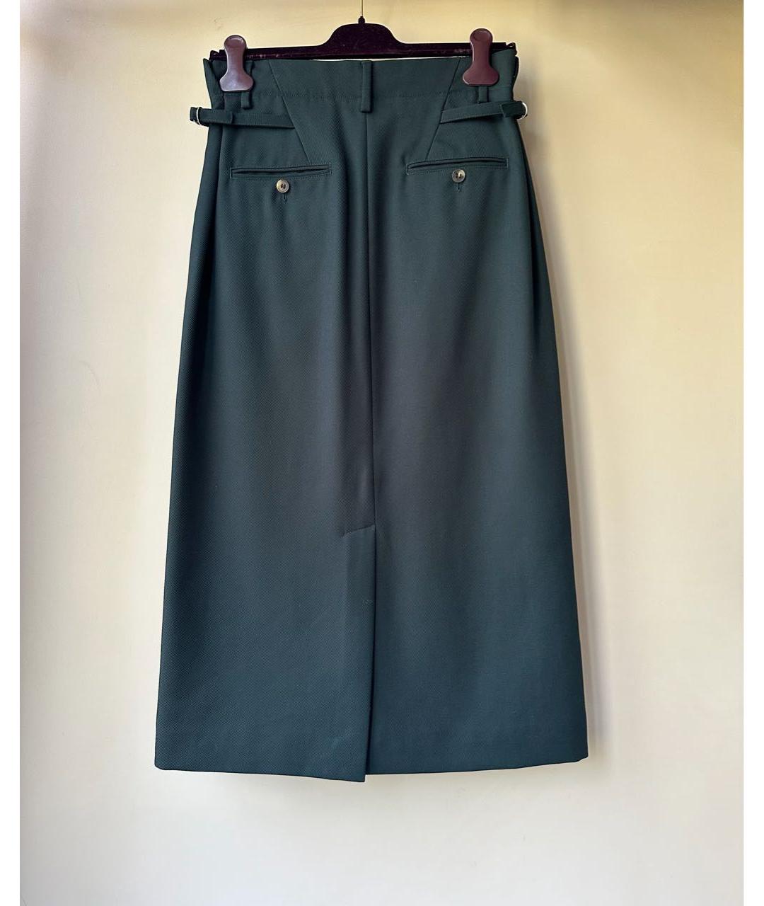 ACNE STUDIOS Зеленая шерстяная юбка миди, фото 3