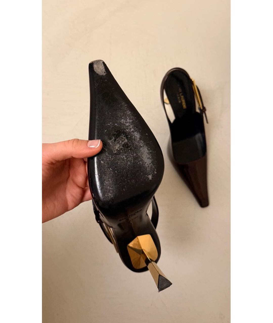 SAINT LAURENT Бордовые туфли из лакированной кожи, фото 4