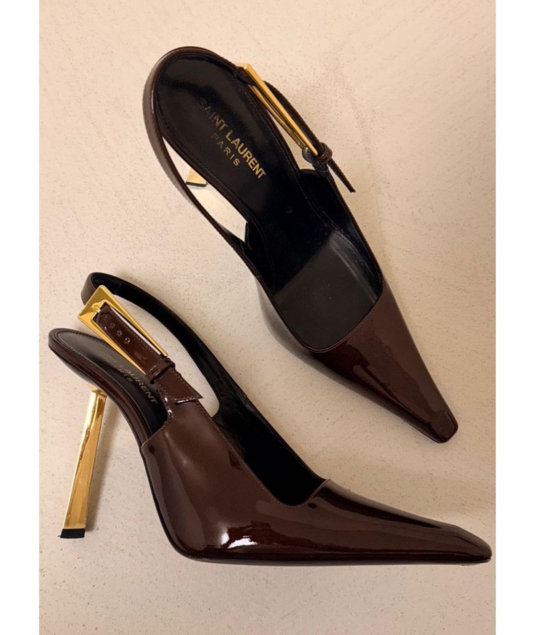 SAINT LAURENT Бордовые туфли из лакированной кожи, фото 7